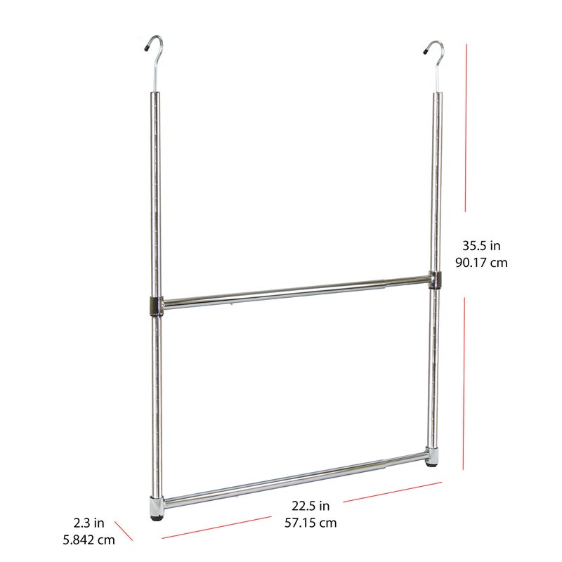 Oceanstar ACR1538C 2-Tier Portable Adjustable Rod Closet Hanger, Chrome - Image 2